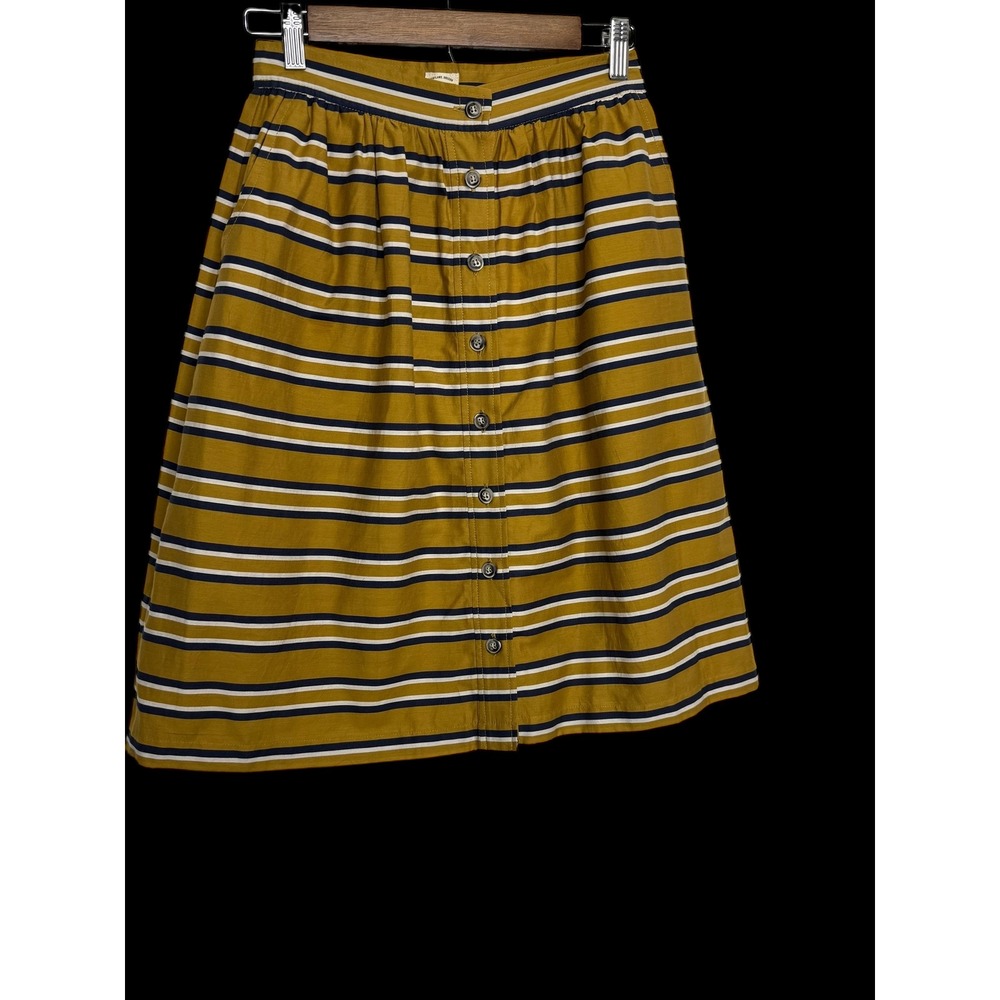 Bridge & Burn Mustard Yellow Striped Button Front A-Line Skirt XS